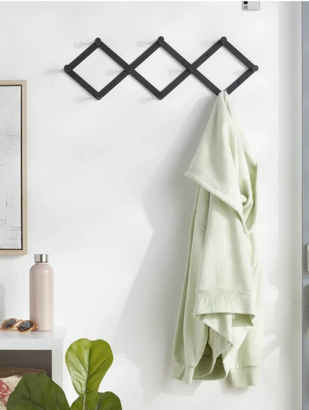 Brightroom Accordion Wall Mounted Aluminum 10-Hooks Hat & Coat Rack- Matte Black